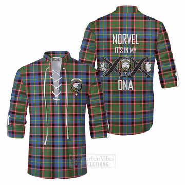 Norvel Tartan Ghillie Kilt Shirt with Family Crest DNA In Me Style Men - Tartan Vibes Clothing