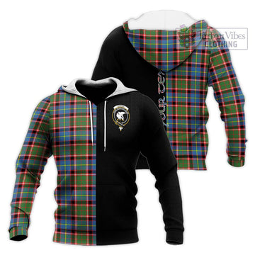 Norvel Tartan Knitted Hoodie with Family Crest and Half Of Me Style Unisex Knitted Pullover Hoodie - Tartan Vibes Clothing
