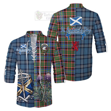 Norvel Tartan Ghillie Kilt Shirt Happy St. Andrew's Day Half Tartan Style Men - Tartan Vibes Clothing