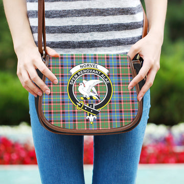 Norvel Tartan Saddle Bag with Family Crest One Size 9.05*3.35*7.48 inch - Tartan Vibes Clothing