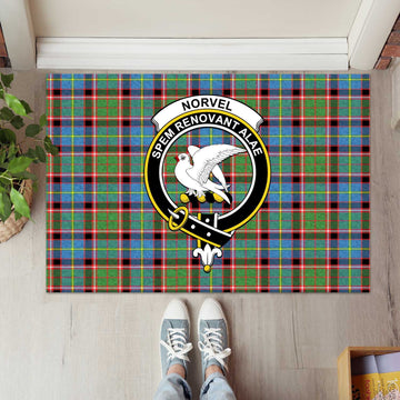 Norvel Tartan Rubber Doormat with Family Crest