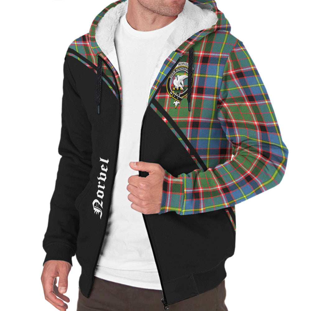 Norvel Tartan Sherpa Hoodie with Family Crest Curve Style Unisex - Tartan Vibes Clothing