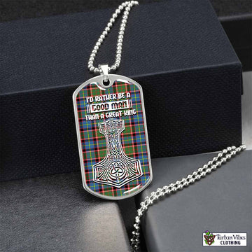 Tartan Vibes Clothing Norvel Tartan Dog Tag Necklace Viking Mjolnir Style