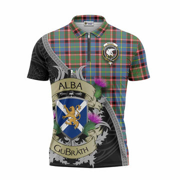 Norvel Tartan Family Crest Zipper Polo Shirt Lion Rampant Royal Thistle Shield Celtic Inspired Unisex - Tartan Vibes Clothing