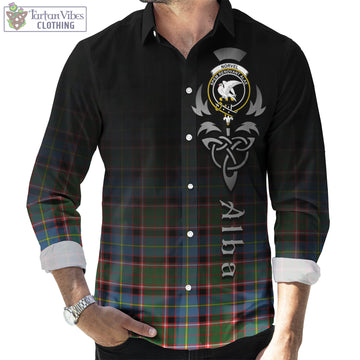 Norvel Tartan Long Sleeve Button Up Featuring Alba Gu Brath Family Crest Celtic Inspired Men's Shirt - Tartan Vibes Clothing