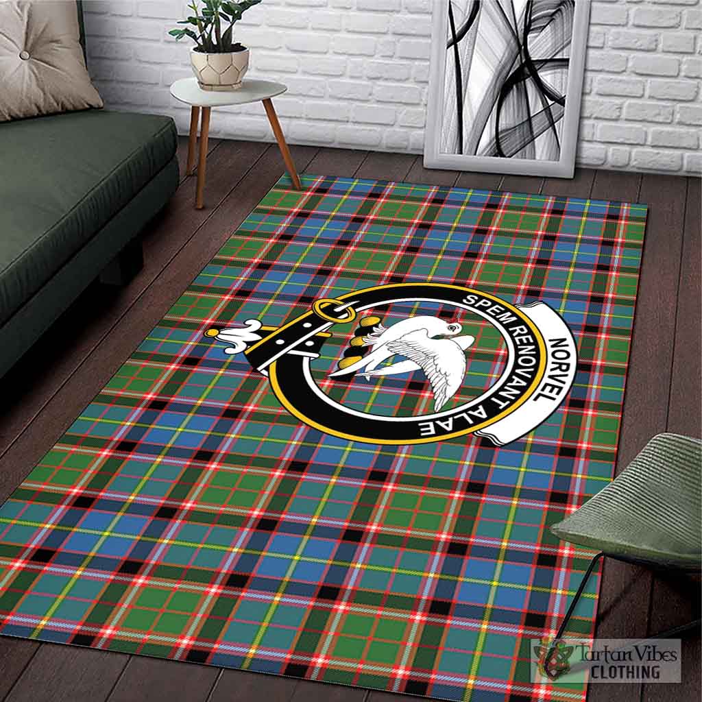 Norvel Tartan Area Rug with Family Crest L 59*86 inch (150x220 cm) - Tartan Vibes Clothing