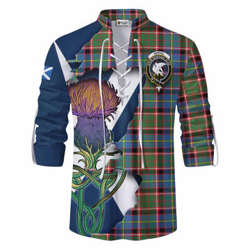Norvel Tartan Family Crest Ghillie Kilt Shirt Scottish Thistle Celtic Inspired Men - Tartan Vibes Clothing