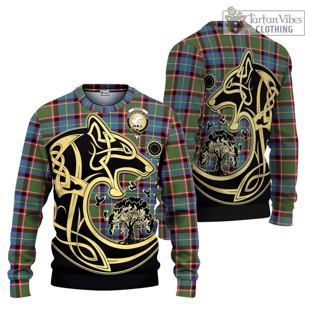 Norvel Tartan Ugly Sweater with Family Crest Celtic Wolf Style Unisex - Tartan Vibes Clothing