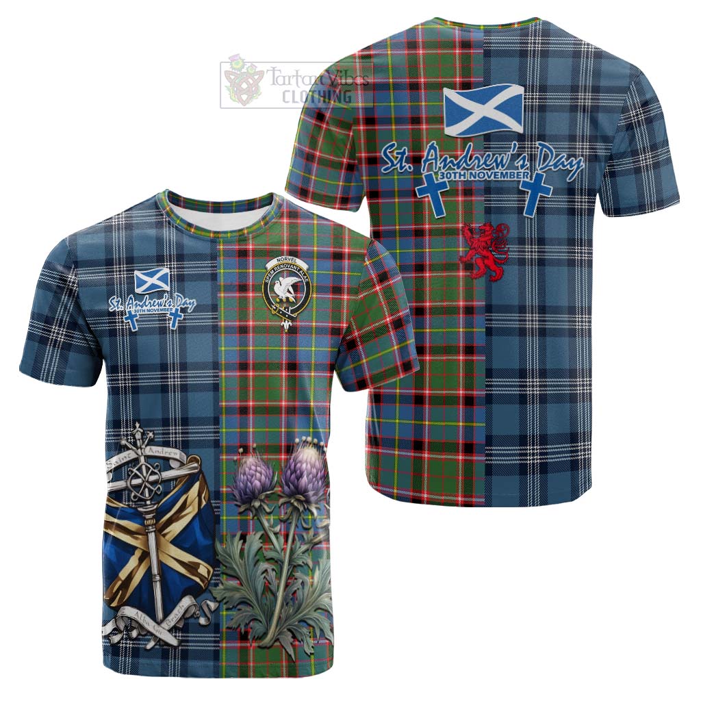 Norvel Tartan Cotton T-shirt Happy St. Andrew's Day Half Tartan Style Kid's Shirt - Tartan Vibes Clothing