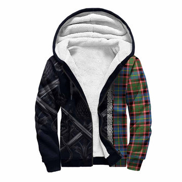 Norvel Tartan Sherpa Hoodie with Family Crest Cross Sword Thistle Celtic Vibes Unisex S - Tartan Vibes Clothing
