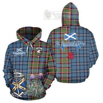 Norvel Tartan Hoodie Happy St. Andrew's Day Half Tartan Style Zip Hoodie - Tartan Vibes Clothing