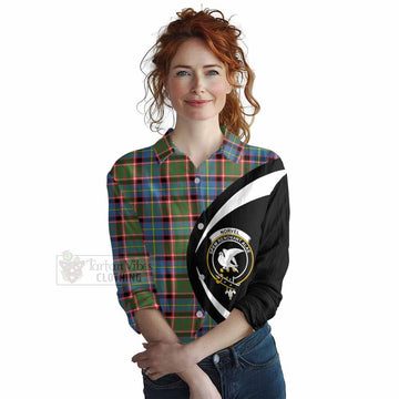 Norvel Tartan Women's Casual Shirt with Family Crest Circle Style Female - Tartan Vibes Clothing