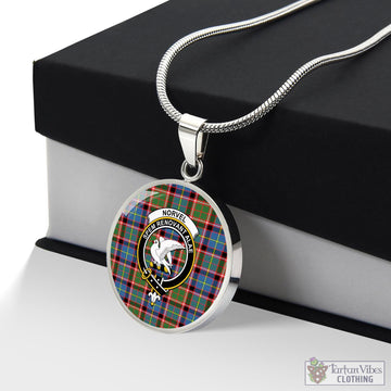 Norvel Tartan Circle Necklace with Family Crest Luxury Necklace (Silver) No - Tartan Vibes Clothing