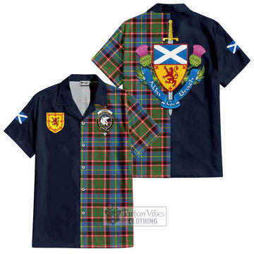 Norvel Tartan Hawaiian Shirt Alba with Scottish Lion Royal Arm Half Style Kid - Tartan Vibes Clothing