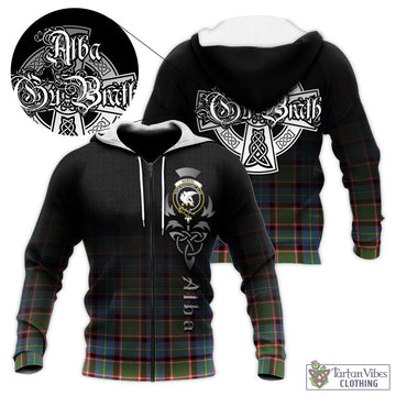 Norvel Tartan Knitted Hoodie Featuring Alba Gu Brath Family Crest Celtic Inspired