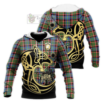 Norvel Tartan Knitted Hoodie with Family Crest Celtic Wolf Style Unisex Knitted Pullover Hoodie - Tartan Vibes Clothing