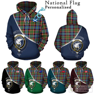 Norvel Tartan Hoodie with Personalised National Flag and Family Crest Half Style Zip Hoodie - Tartan Vibes Clothing