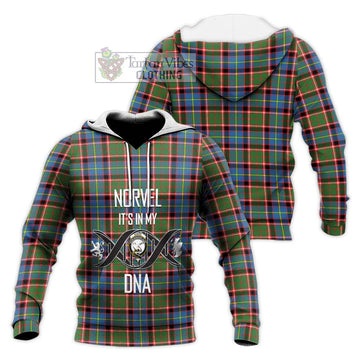 Norvel Tartan Knitted Hoodie with Family Crest DNA In Me Style Unisex Knitted Pullover Hoodie - Tartan Vibes Clothing