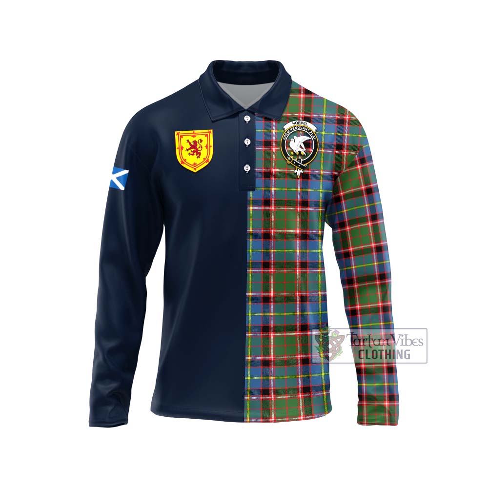 Norvel Tartan Long Sleeve Polo Shirt Alba with Scottish Lion Royal Arm Half Style Unisex - Tartan Vibes Clothing