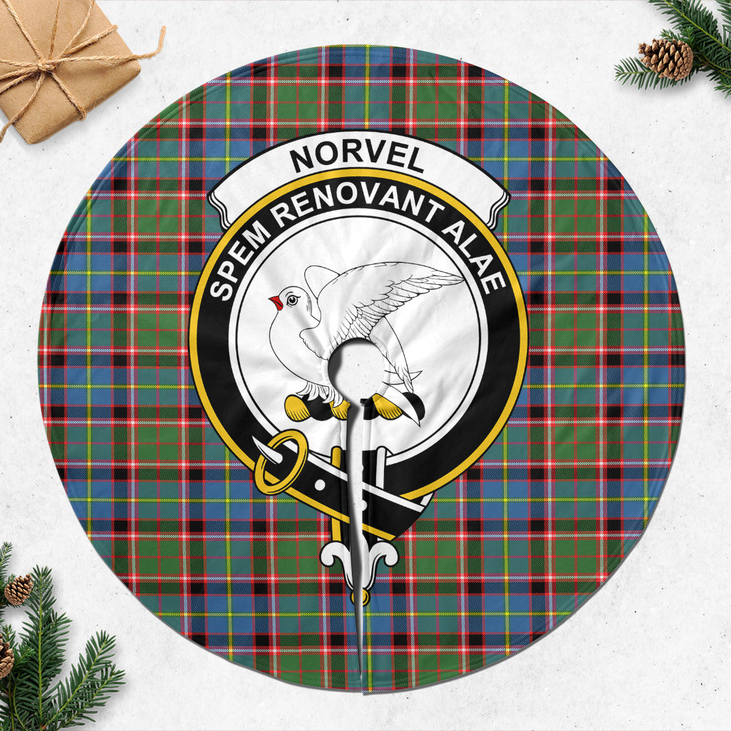 Norvel Tartan Christmas Tree Skirt with Family Crest 47*47 inch - Tartan Vibes Clothing