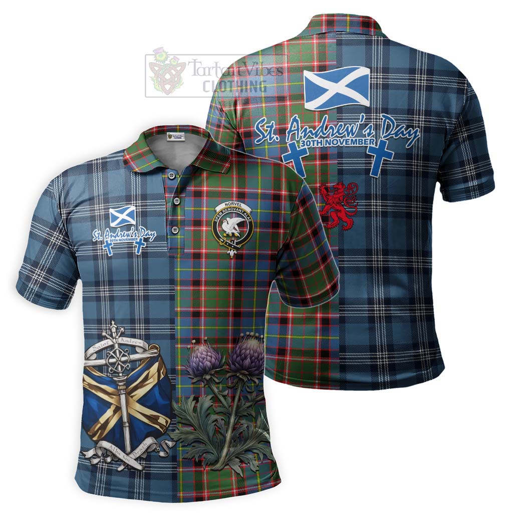 Norvel Tartan Polo Shirt Happy St. Andrew's Day Half Tartan Style Kid - Tartan Vibes Clothing