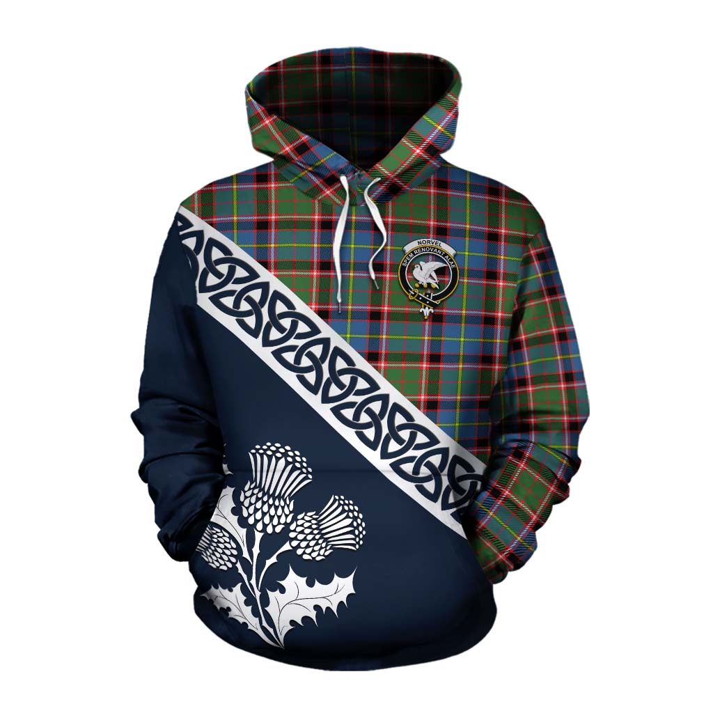 Norvel Tartan Cotton Hoodie Featuring Thistle and Scotland Map Pullover Hoodie XS - Tartan Vibes Clothing