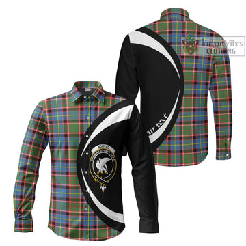 Norvel Tartan Long Sleeve Button Up with Family Crest Circle Style Men's Shirt S - Tartan Vibes Clothing