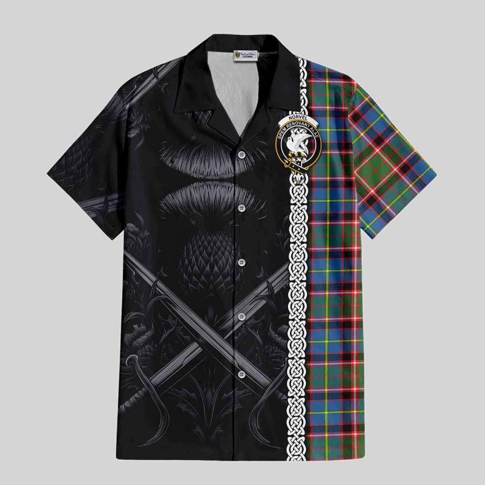 Norvel Tartan Hawaiian Shirt with Family Crest Cross Sword Thistle Celtic Vibes Kid - Tartan Vibes Clothing