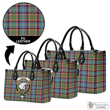 Norvel Tartan Luxury Leather Handbags with Family Crest L - Tartan Vibes Clothing