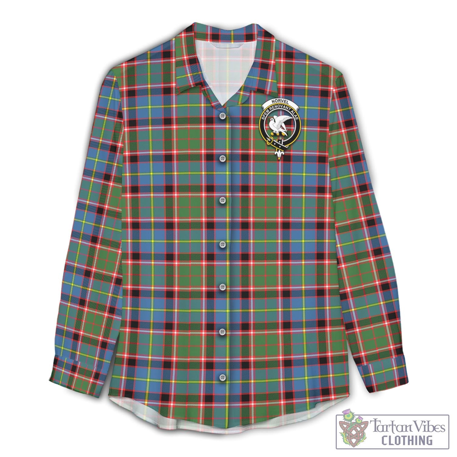 Norvel Tartan Women's Casual Shirt with Family Crest Female - Tartan Vibes Clothing