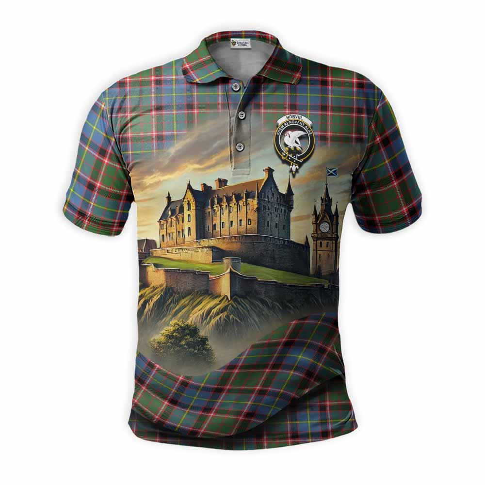 Tartan Vibes Clothing Norvel Tartan Family Crest Polo Shirt with Scottish Ancient Castle Stype