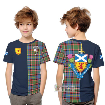 Norvel Tartan Kid T-Shirt Alba with Scottish Lion Royal Arm Half Style Youth XL Size14 - Tartan Vibes Clothing