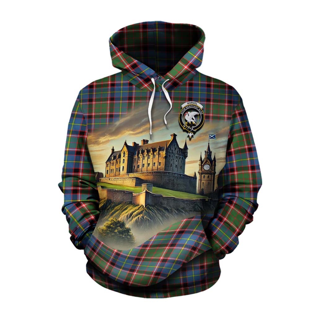 Norvel Tartan Family Crest Cotton Hoodie with Scottish Ancient Castle Style Pullover Hoodie XS - Tartan Vibes Clothing