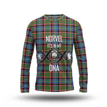 Norvel Tartan Long Sleeve T-Shirt with Family Crest DNA In Me Style Unisex - Tartan Vibes Clothing