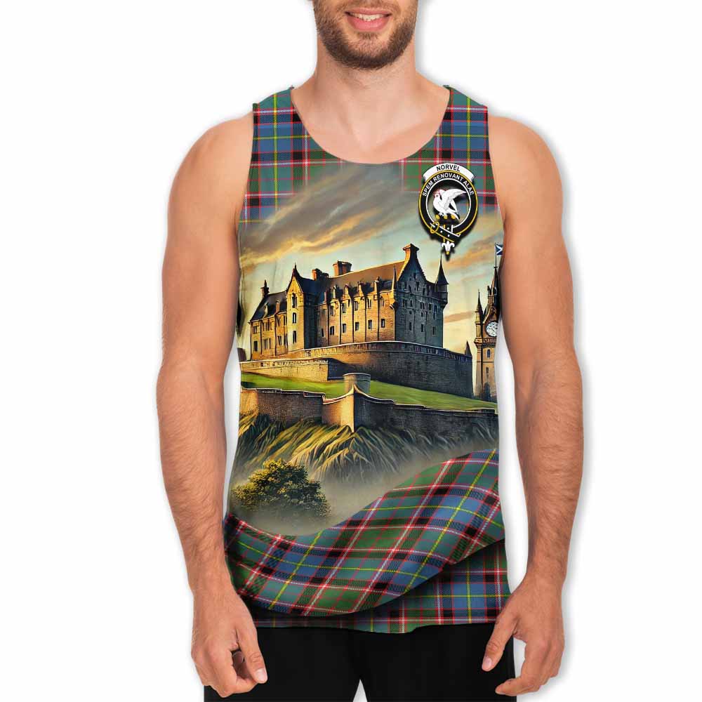 Norvel Tartan Family Crest Men's Tank Top with Scottish Ancient Castle Style Men - Tartan Vibes Clothing