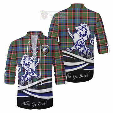 Norvel Tartan Ghillie Kilt Shirt with Alba Gu Brath Regal Lion Emblem Men - Tartan Vibes Clothing
