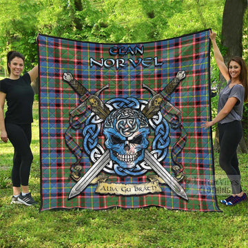 Norvel Tartan Quilt with Celtic Skull Alba Gu Brath Style Super King Quilt 91" x 110" - Tartan Vibes Clothing