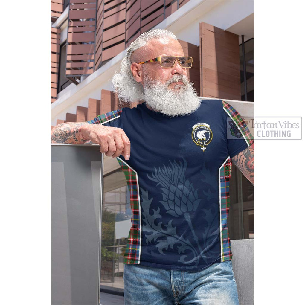 Tartan Vibes Clothing Norvel Tartan Cotton T-shirt with Family Crest and Scottish Thistle Vibes Sport Style