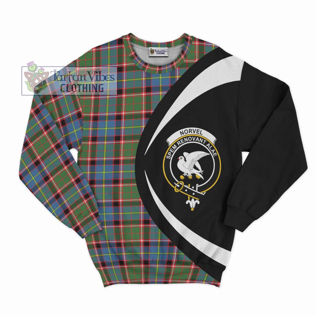 Norvel Tartan Sweatshirt with Family Crest Circle Style Unisex - Tartan Vibes Clothing