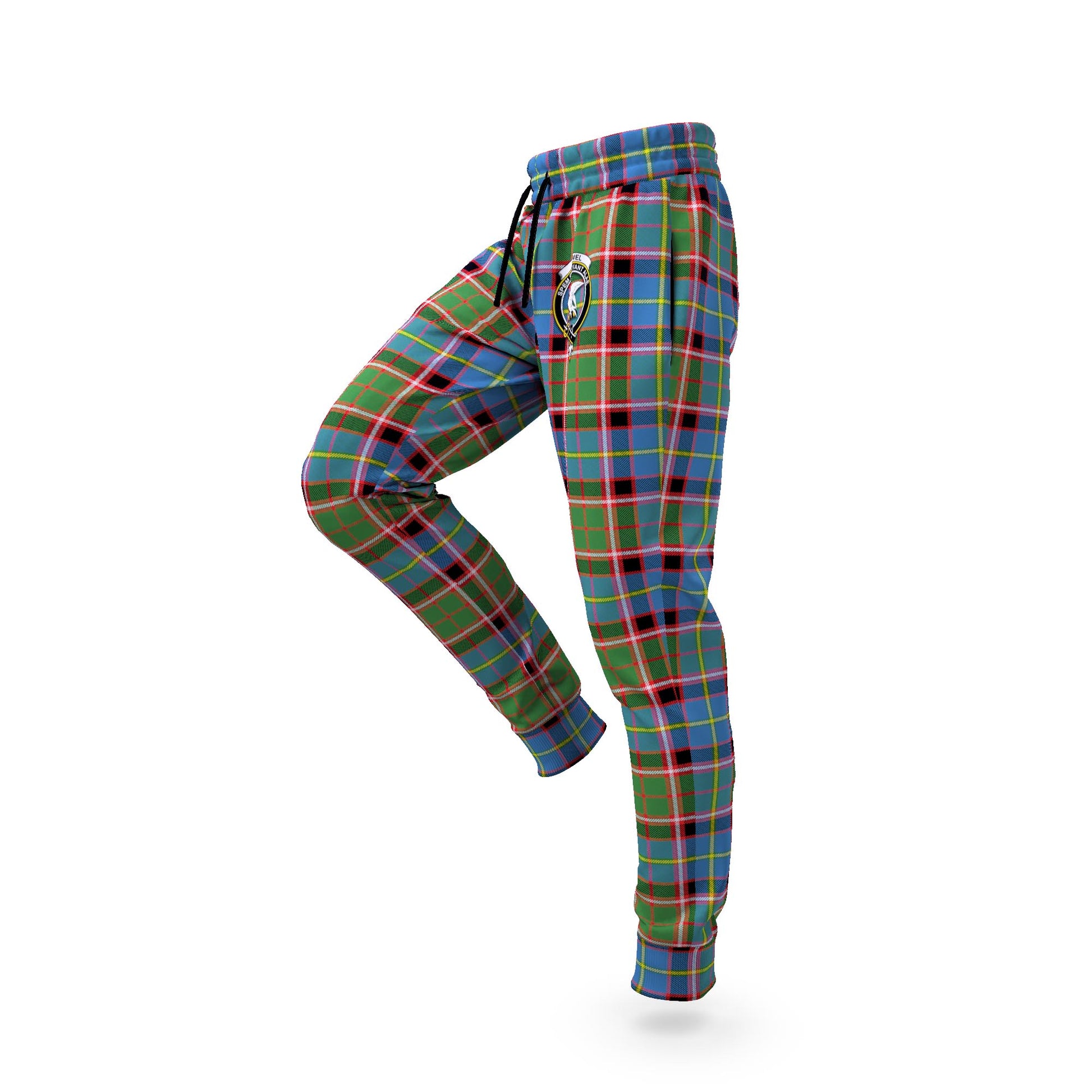 Norvel Tartan Joggers Pants with Family Crest S - Tartan Vibes Clothing