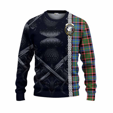 Norvel Tartan Knitted Sweater with Family Crest Cross Sword Thistle Celtic Vibes Unisex - Tartan Vibes Clothing