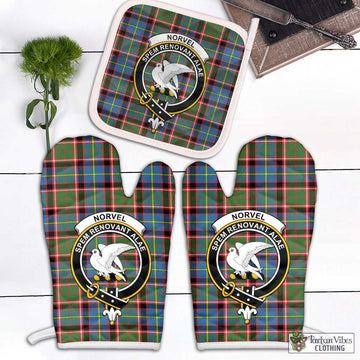 Norvel Tartan Combo Oven Mitt & Pot-Holder with Family Crest Combo 2 Oven Mitt & 1 Pot-Holder Black - Tartan Vibes Clothing