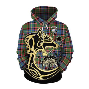 Norvel Tartan Cotton Hoodie with Family Crest Celtic Wolf Style Pullover Hoodie XS - Tartan Vibes Clothing