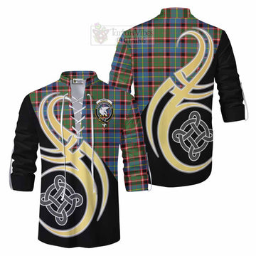 Norvel Tartan Ghillie Kilt Shirt with Family Crest and Celtic Symbol Style Men - Tartan Vibes Clothing