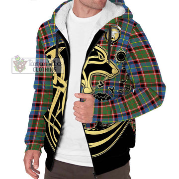 Norvel Tartan Sherpa Hoodie with Family Crest Celtic Wolf Style Unisex S - Tartan Vibes Clothing