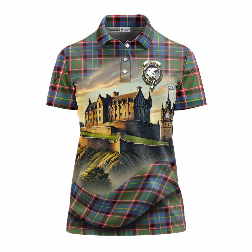Norvel Tartan Family Crest Women's Polo Shirt with Scottish Ancient Castle Style Women - Tartan Vibes Clothing
