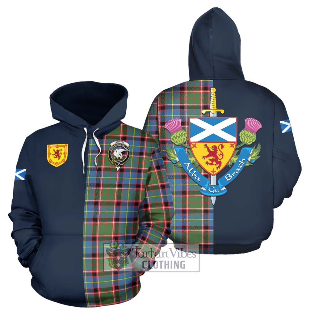Norvel Tartan Hoodie Alba with Scottish Lion Royal Arm Half Style Zip Hoodie - Tartan Vibes Clothing