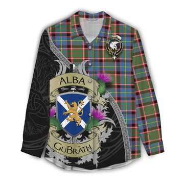 Norvel Tartan Family Crest Women's Casual Shirt Lion Rampant Royal Thistle Shield Celtic Inspired Female - Tartan Vibes Clothing