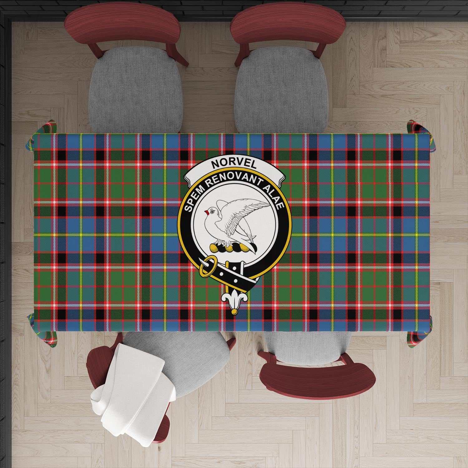 Norvel Tartan Tablecloth with Family Crest XL 57.1"x70.9"(145x180cm) - Tartan Vibes Clothing