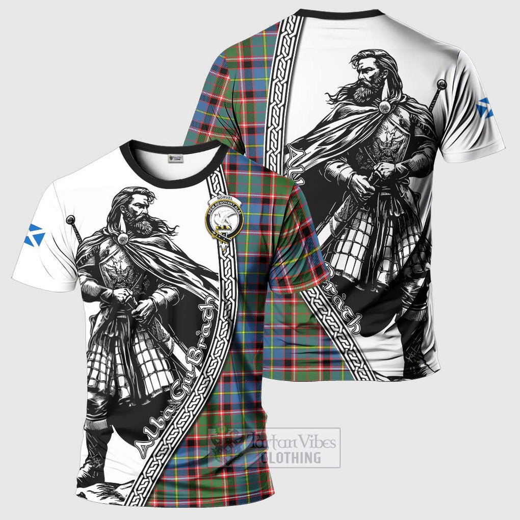 Norvel Tartan Clan Crest T-Shirt with Highlander Warrior Celtic Style Kid's Shirt - Tartan Vibes Clothing